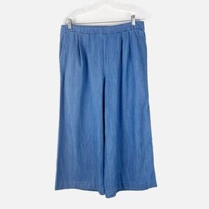 J CREW Retro Mod Extra Wide Leg Pull On Palazzo Cropped Denim Pant Trouser Sz 12